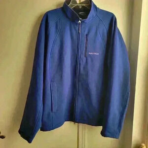 Nautica Men's Blue Jacket Size XL Long Sleeve Full Zip Teal Blue Soft Shell